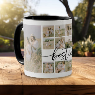Script Besties Photo Collage Personalised Mug
