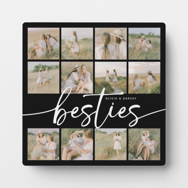 Script Besties Photo Collage Personalised Plaque (Front)