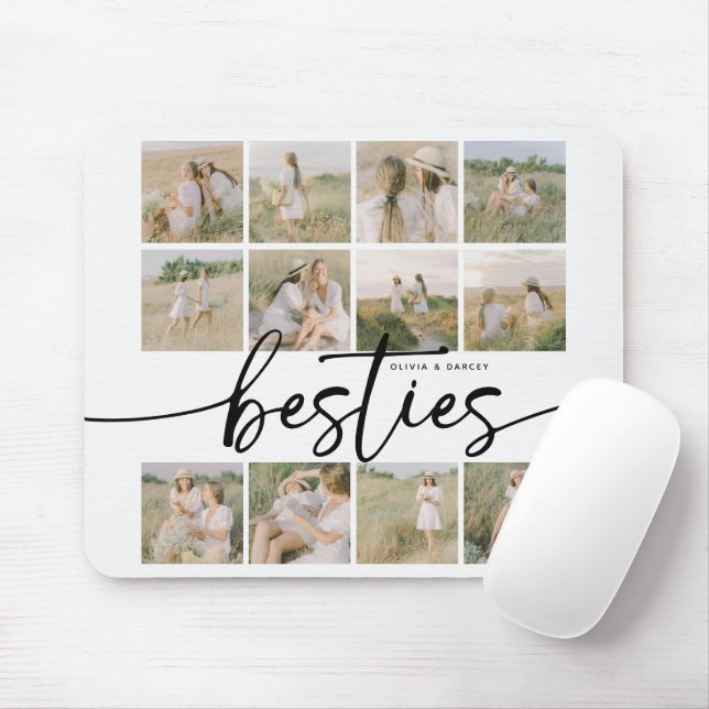Script Besties Photo Collage Personalized Mouse Pad (With Mouse)