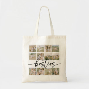 Script Besties Photo Collage Personalized Tote Bag