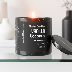 Script Black and white Personalised Candle Label