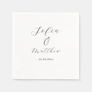 Script Black and White Wedding  Napkin