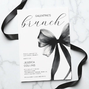 Script Black Bow Galentine's Day Brunch Party Invitation