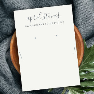 Script Black Grey White Necklace Earring Display Business Card