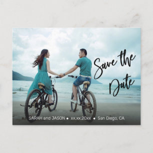 script black save the date postcard