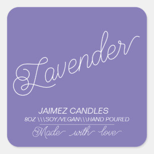 Script Black Soy Vegan Candle Maker Lavender Square Sticker