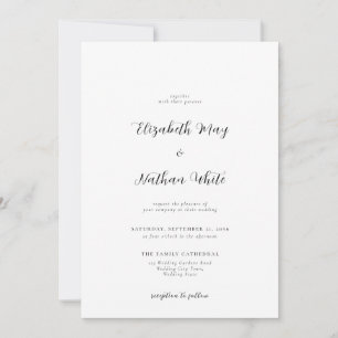 Script Black & White Classic Wedding Invitation