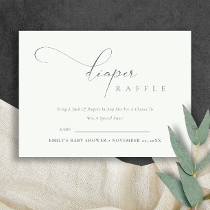 Script Black White Diaper Raffle Baby Shower Enclosure Card