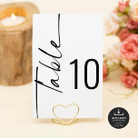 Script Black White Wedding Printable Table Number<br><div class="desc">Calligraphy Script Black and White Wedding Printable Table Number. Available digitally and printed. Table is set in a styiish rotated script to the left and your table number to the right. Easily personalise the number and add each number to your cart separately as you change it. The same design is...</div>