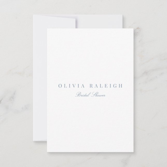 Script Blue & White Bridal Shower Invitation (Front)