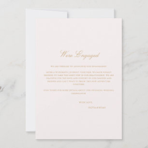 Script Blush Pink Engagement Announcement Card