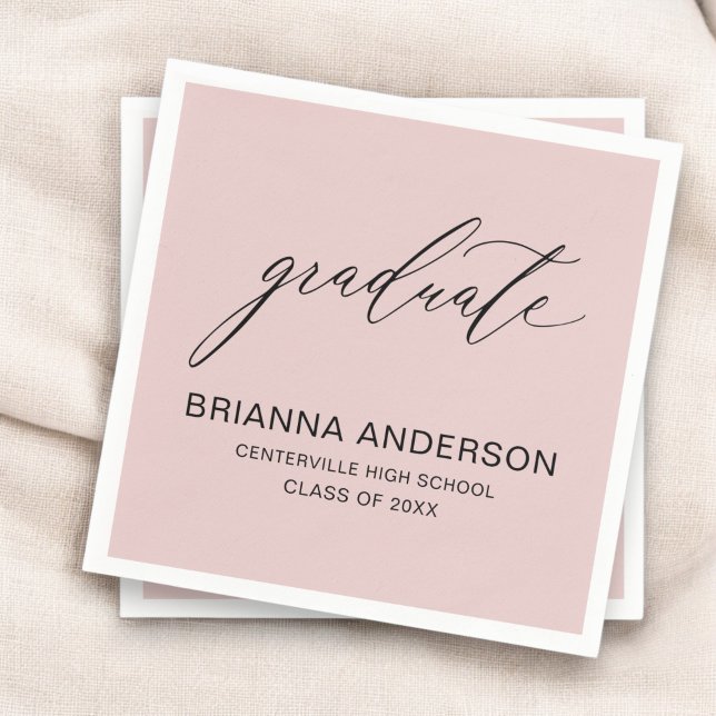 Script Blush Pink Graduate Graduation Napkin (Creator Uploaded)