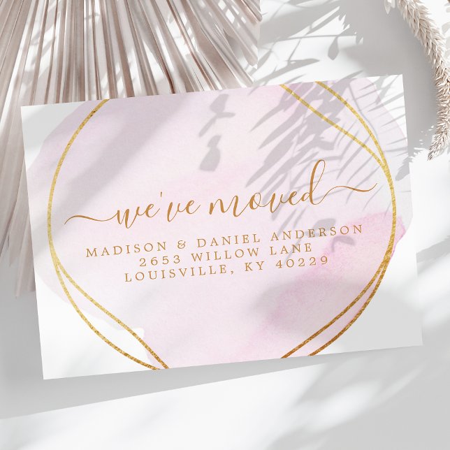 Script Blush Pink Watercolor Moving Announcement Postcard (Creator Uploaded)