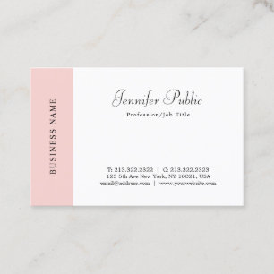 Script Blush Pink White Modern Minimalist Template Business Card