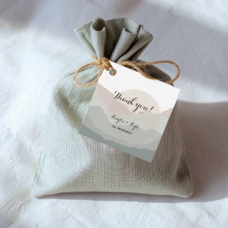 Script Boho Mountain Wedding Anniversary Favour Tags