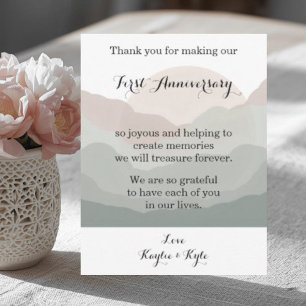 Script Boho Watercolor Mountain 1st Anniversary  Card