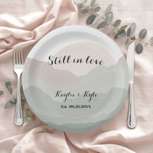 Script Boho Watercolor Mountain Paper Plate