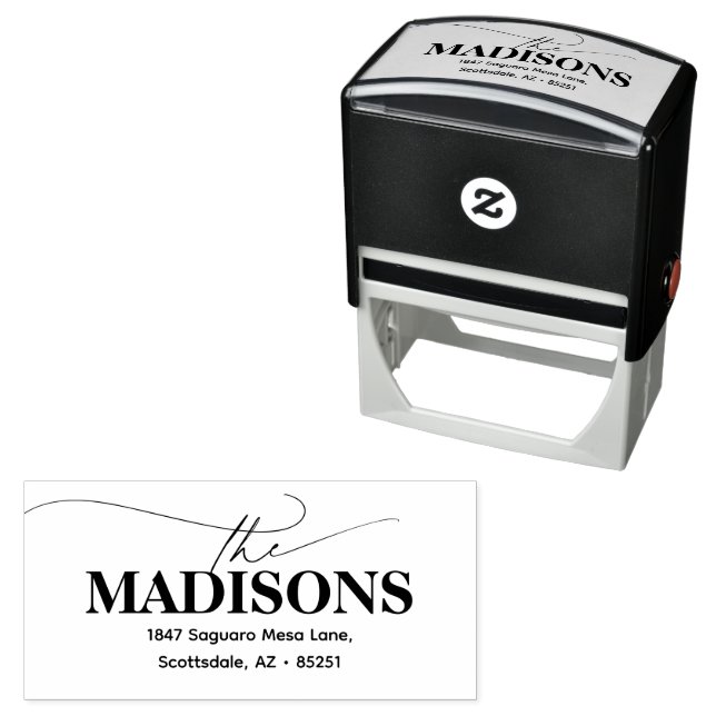 Script Bold Name Address Wedding Self-inking Stamp (In Situ)