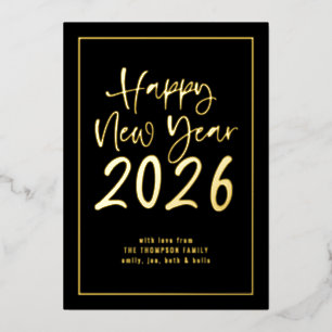 Script Border Happy New Year 2025 Photo Black