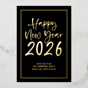 Script Border Happy New Year 2026 Photo Black