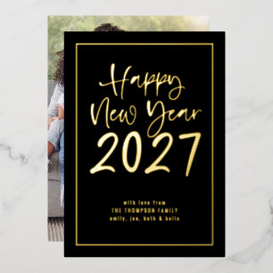 Script Border Happy New Year 2027 Photo Black