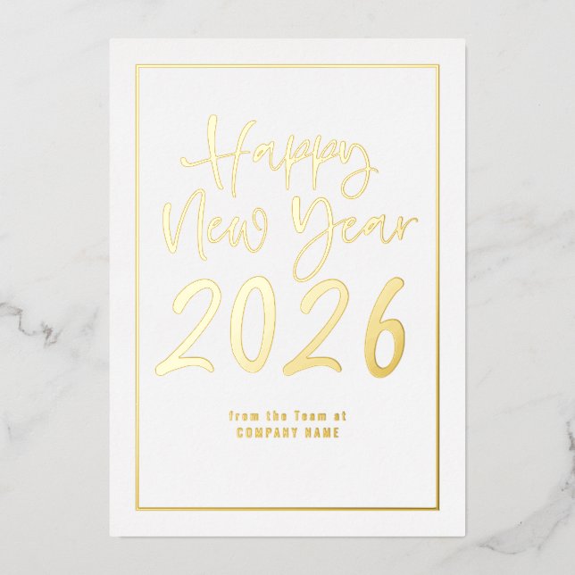 Script Border Logo QR Company Happy New Year 2026 (Front)
