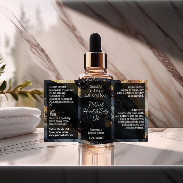 Script Bottle Label 4oz or Oil Dropper Product (personalized custom oil dropper bottle label for 4oz)