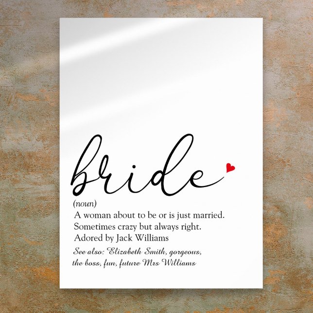 Script Bride Definition Bridal Shower Sign (Script Bride Definition Bridal Shower Sign)