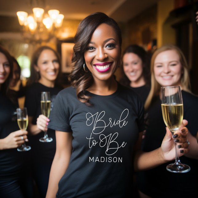 Script Bride to Be Calligraphy Name T-Shirt (Creator Uploaded)