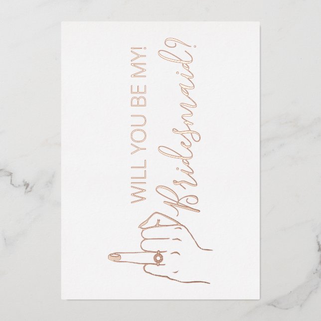 Script Bridesmaid Proposal Gold Foil Card (Front)
