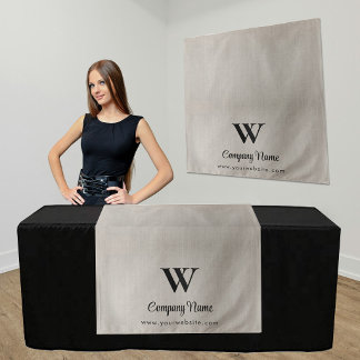 Script Business Table Runner Banner Beige Linen Tapestry