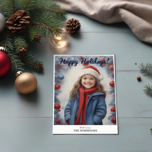Script Caligraphy Winter Happy Holiday Photo Card (Holiday greetings card)