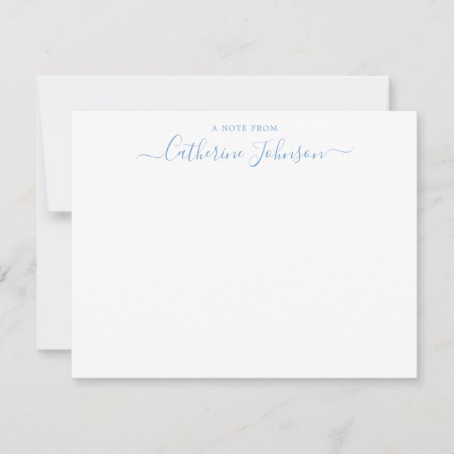 Script Calligraphy A Note From Light Baby Blue Card (Front)