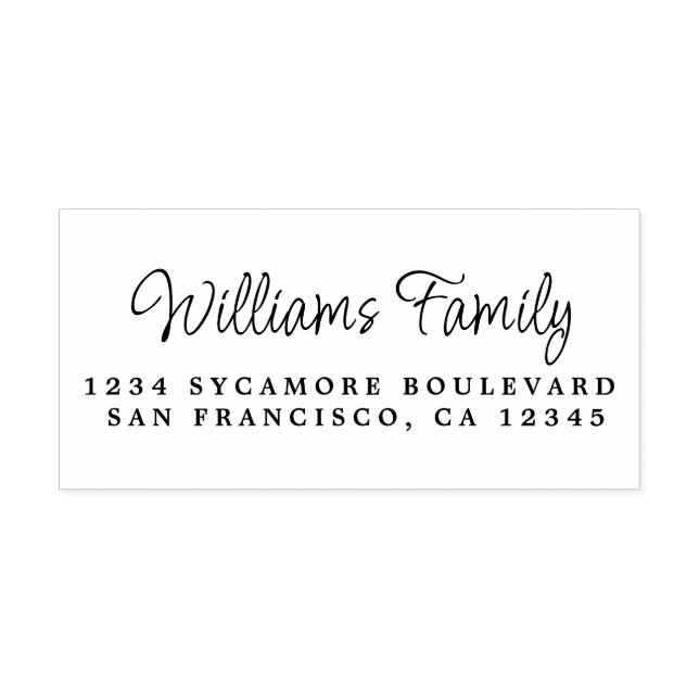 Script Calligraphy Family Name Return Address Self-inking Stamp (Design)