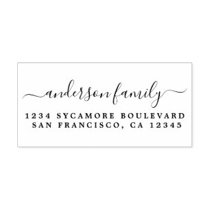 Script Calligraphy Family Name Return Address Self-inking Stamp
