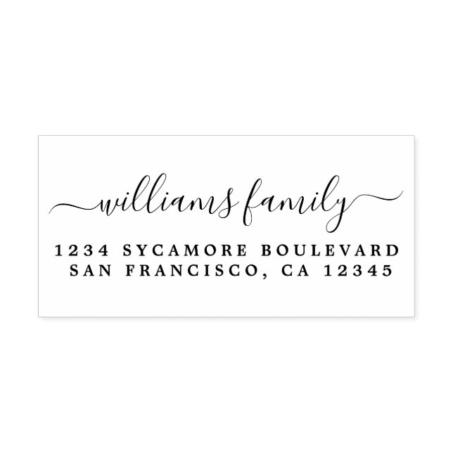 Script Calligraphy Family Name Return Address Self-inking Stamp (Design)