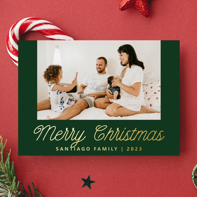 Script Calligraphy Family Photo Green Christmas (Creator Uploaded)