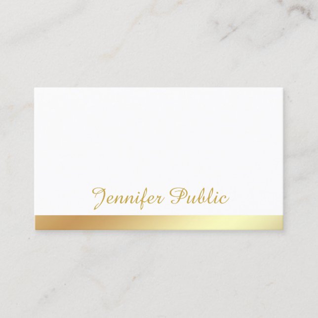 Script Calligraphy Handwritten Gold Elegant Simple Business Card (Front)
