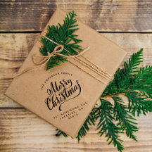 Script Calligraphy Merry Christmas Return Address