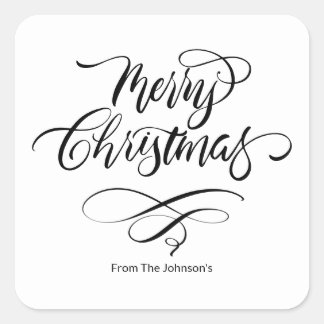 Script Calligraphy Merry Christmas  Square Sticker