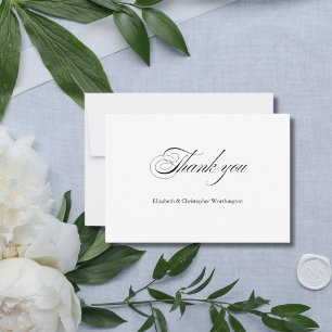 Script Calligraphy Minimal Elegant Classic Wedding Thank You Card