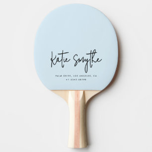 Script Calligraphy Name Minimalist Light Blue Ping Pong Paddle