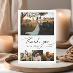 Script Calligraphy Photo Wedding Thank You<br><div class="desc">Modern wedding thank you card features cute calligraphy with 5 photos. On the back personalise your thank you message.</div>