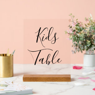 Script Calligraphy Reserved Kids Table Wedding Acrylic Sign