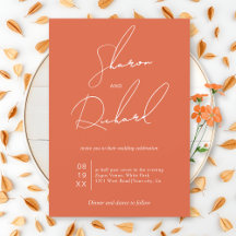 Script calligraphy Verona sunset orange wedding