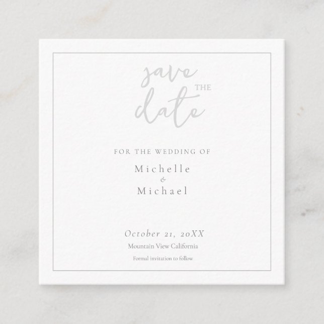 Script Calligraphy Wedding Modern Save the Date Enclosure Card (Front)