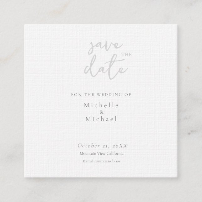 Script Calligraphy Wedding Modern Save the Date Enclosure Card (Front)