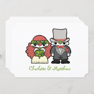 Script Cartoon Characters Whimsical Wedding Invitation