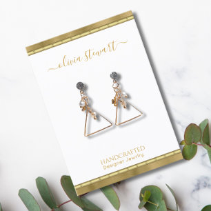 Script Chic Gold White Earring Display card