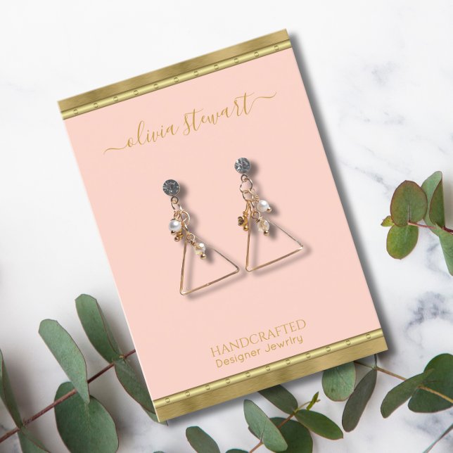 Script Chic Rose Gold Jewellery Earring Display Business Card (Creator Uploaded)